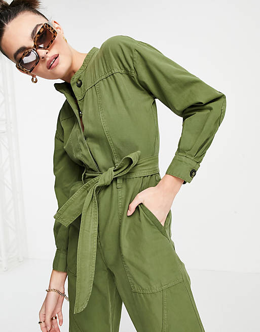 Whistles julianna utility jumpsuit in green