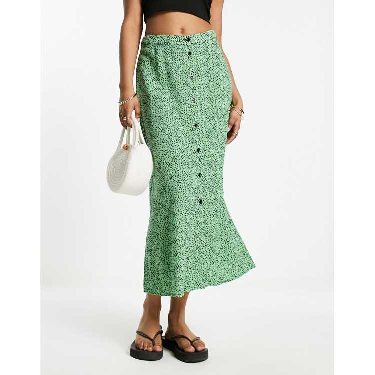 Whistles Jupe mi longue boutonnee sur le devant a imprime animal Vert ASOS