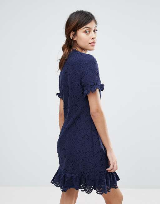 Whistles Lace Frill Hem Shift Dress | ASOS