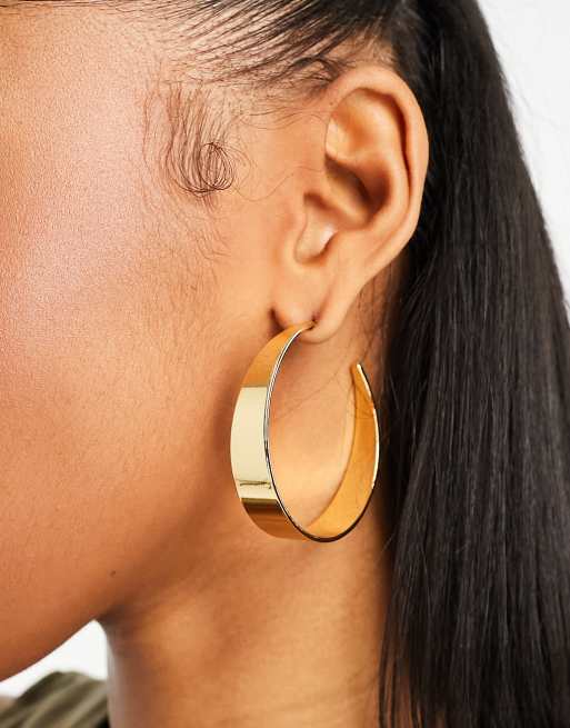 Large flat deals gold hoop earrings