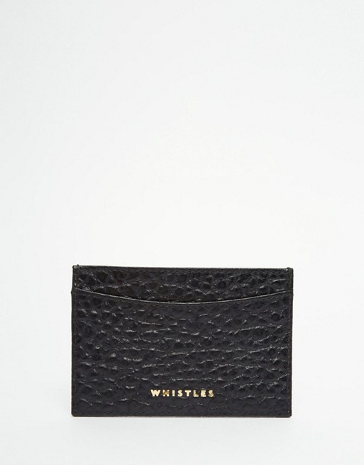 Whistles Leather Card Holder in Black Leather