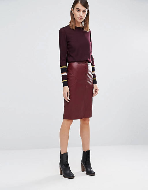 Whistles Leather Pencil Skirt