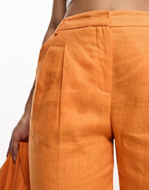 Orange store linen trousers