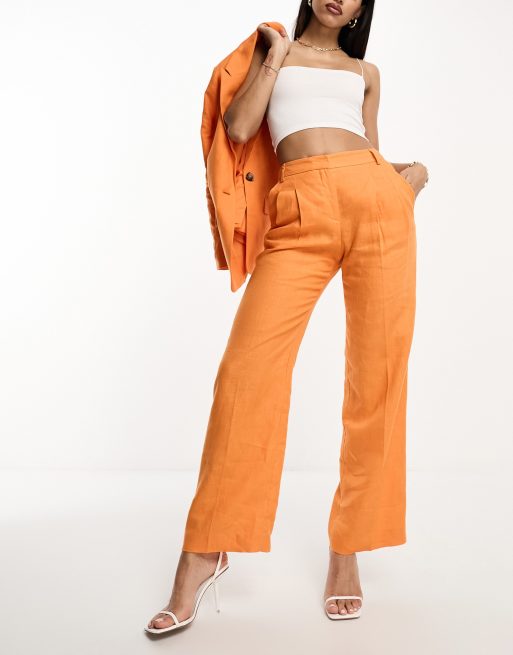 Orange store linen pants