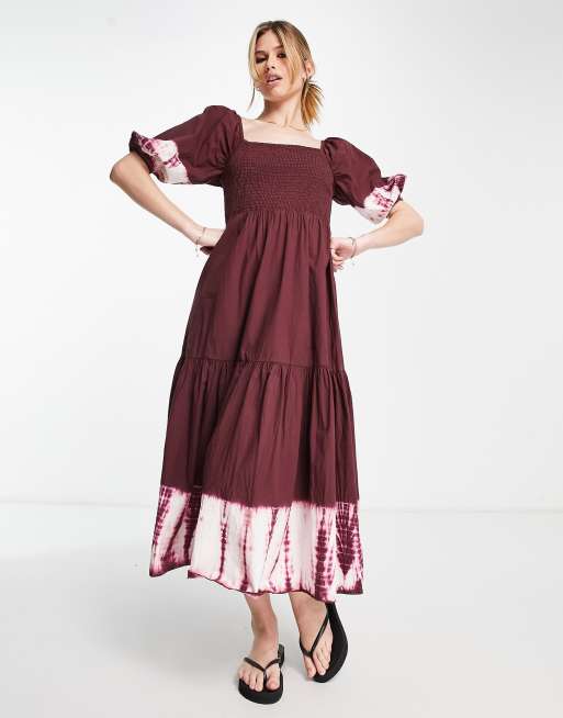 Whistles Libby tie dye shirred maxi dress in multi