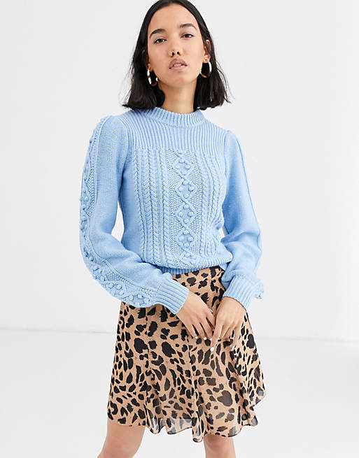 Whistles limited puff sleeve cable sweater | ASOS