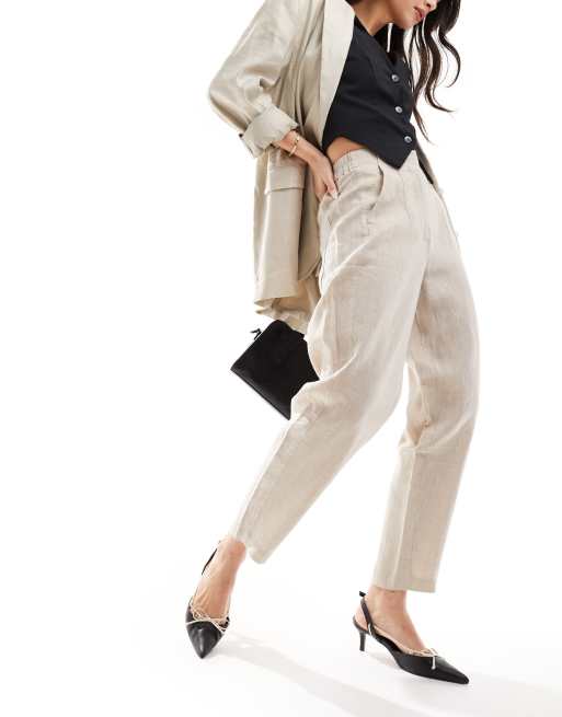 Whistles linen barrel leg pants in oatmeal
