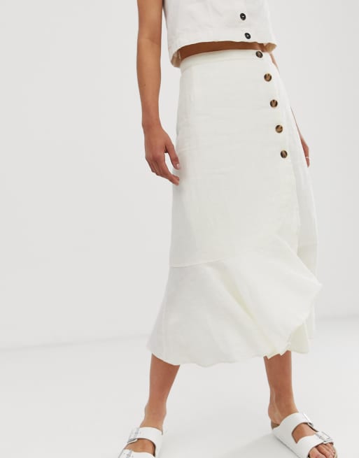 White linen frill skirt sale