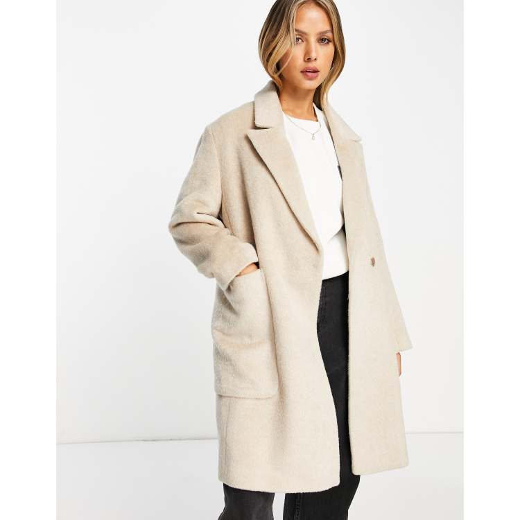 Oatmeal Relaxed Cropped Wool Coat, WHISTLES