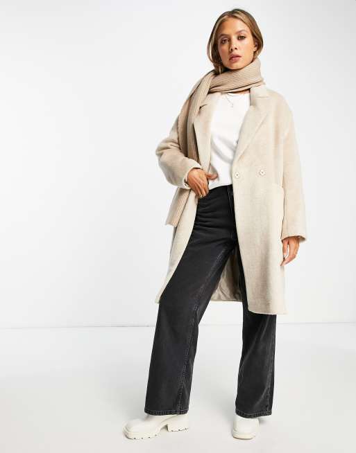 Oatmeal Relaxed Cropped Wool Coat, WHISTLES