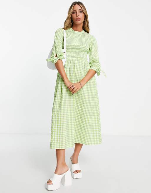 Green store gingham dress