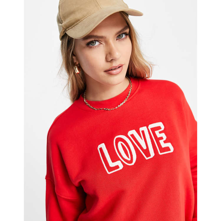 Whistles love logo relaxed sweatshirt in red