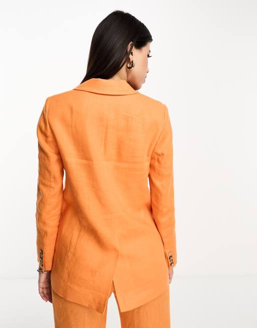 Orange linen blazer sale