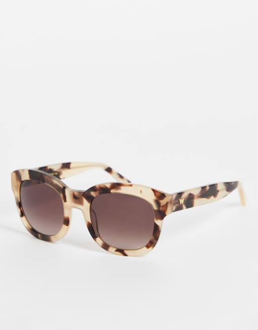 Whistles - Lunettes de soleil carrées à monture épaisse - Écaille de tortue laiteux