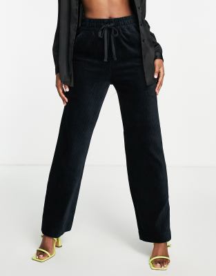 Whistles Maddie Wide Leg Cord Joggers In Deep Navy-black