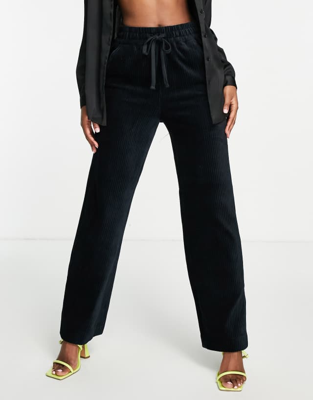 Whistles Maddie wide leg cord joggers in deep navy