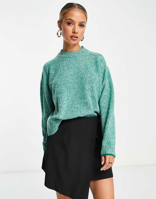 Whistles - Maglione verde con scollo a imbuto puntinato