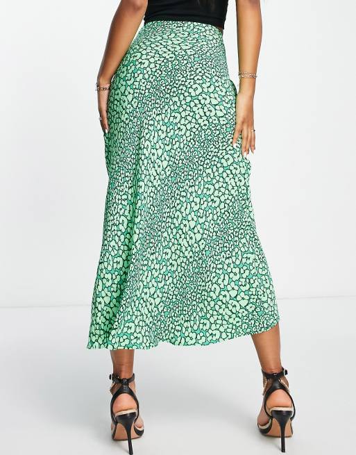 Whistles maxi skirt in bright green leopard print