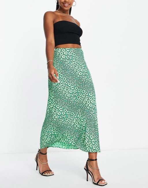 Green Leopard Print Satin Pleated Midi Skirt New Look Atelier Yuwaciaojp 