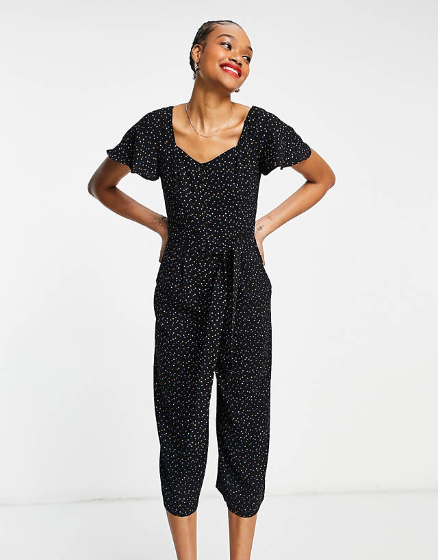 Whistles - micro triangle print jumpsuit in black