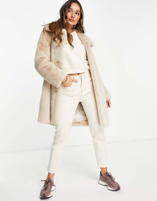 Neutral Short Faux Fur Coat, WHISTLES