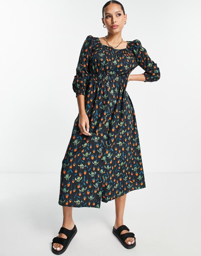 Whistles midi dress in autumnal print