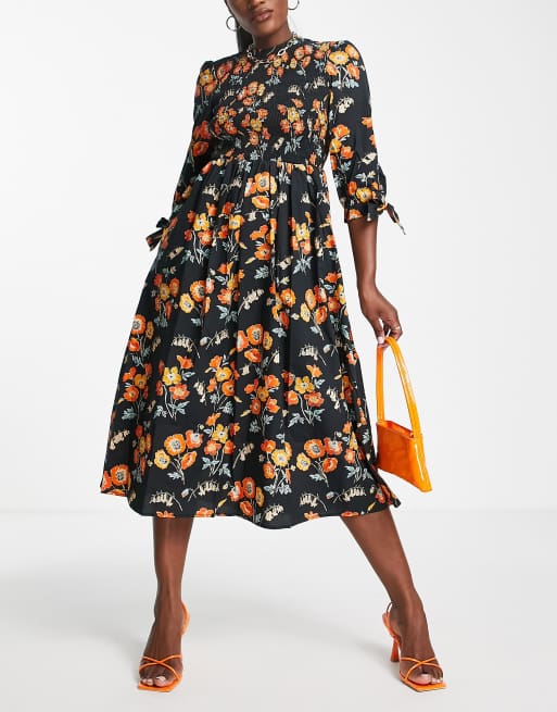 Orange and hot sale black floral dress