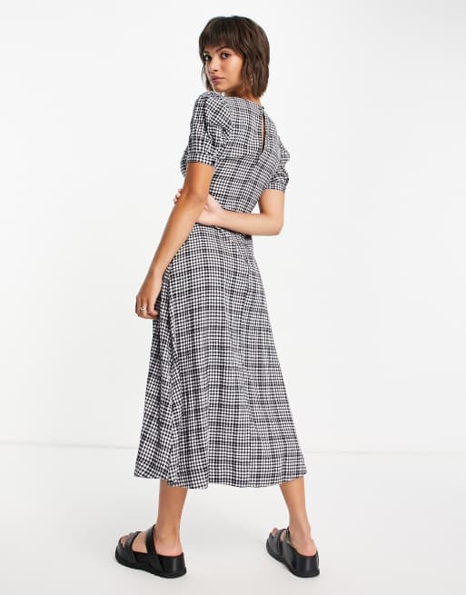 Whistles – Midi-Hängerkleid mit Puffärmeln in Schwarz-Weiß kariert, 2 von 4