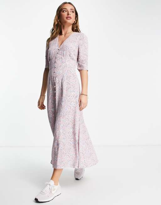 Whistles - Midi jurk met bloemenprint in roze