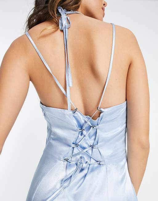 Whistles – Midi-Trägerkleid aus Satin in Blau, 2 von 4