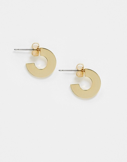 Whistles mini flat disc hoop earrings in gold