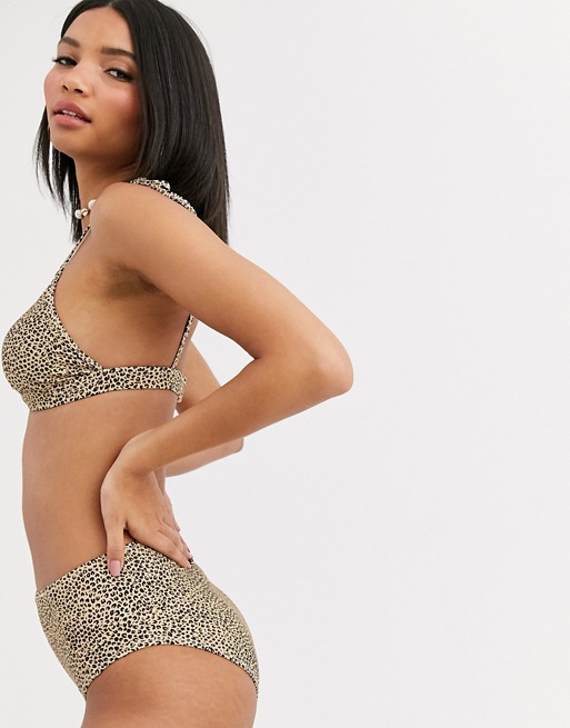 Whistles mini leopard print high waist bikini bottom in leopard print