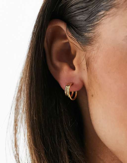 Whistles mini multi hoop earrings in gold ASOS