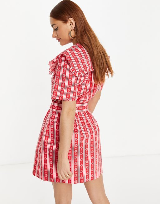 Whistles stripe cheap wrap shirt dress