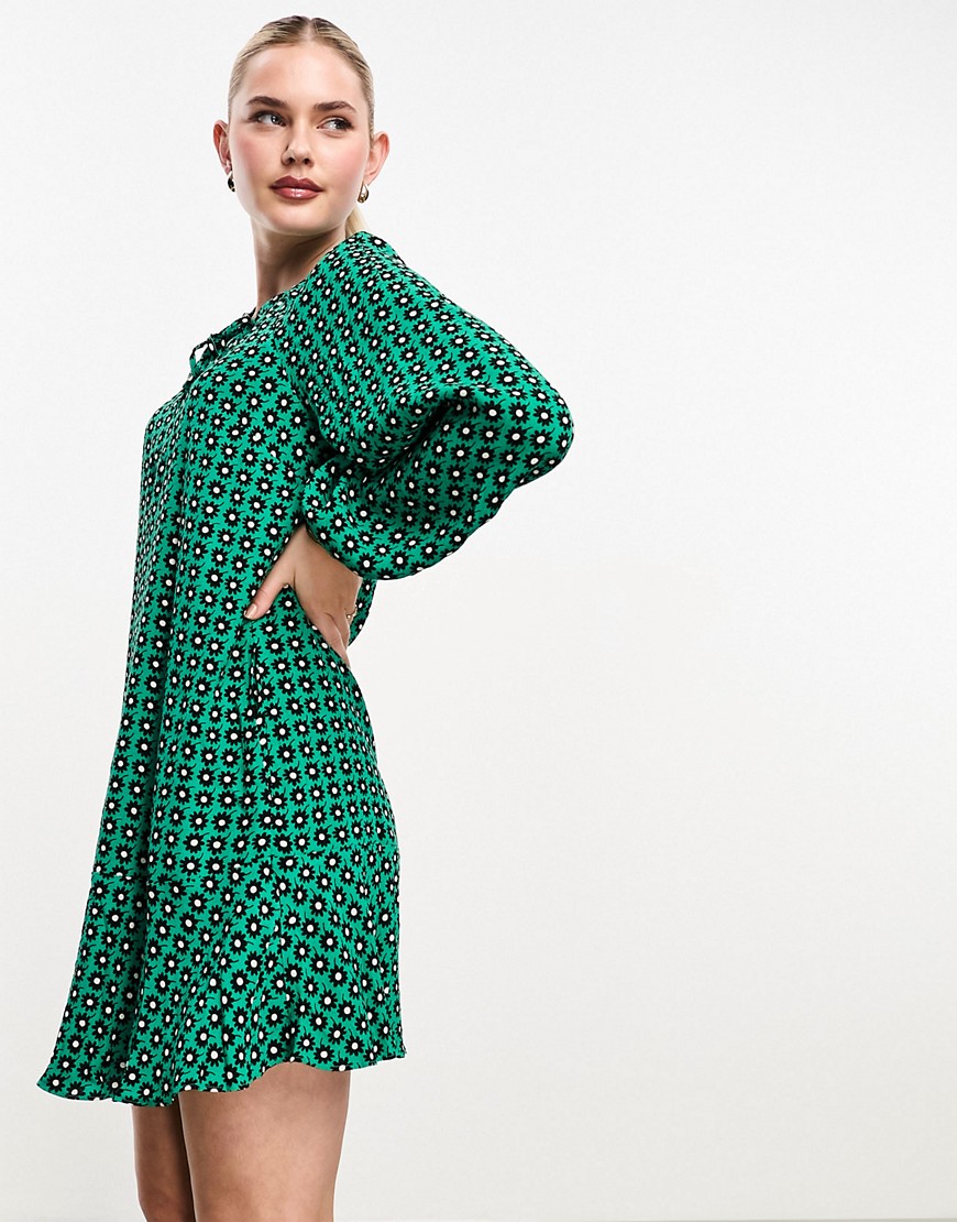 Whistles mini trapeze dress in green floral