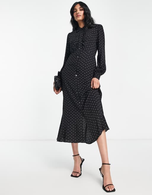 Whistles - Molly - Midi-overhemdjurk met sterrenprint in zwart