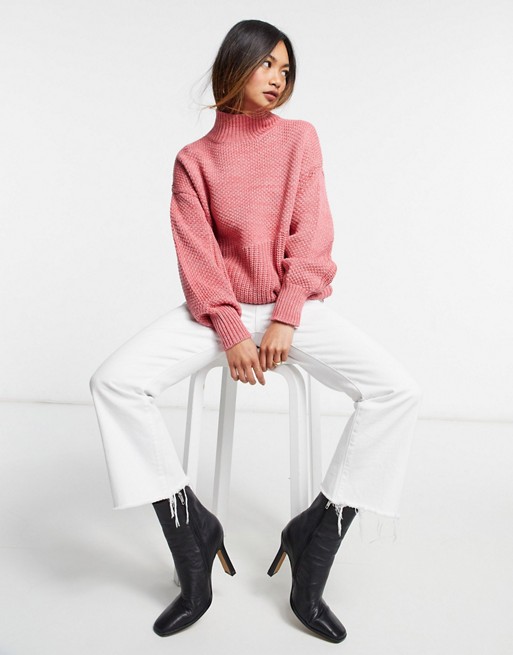 Whistles Moss Stitch Textured Knit Jumper in Pink