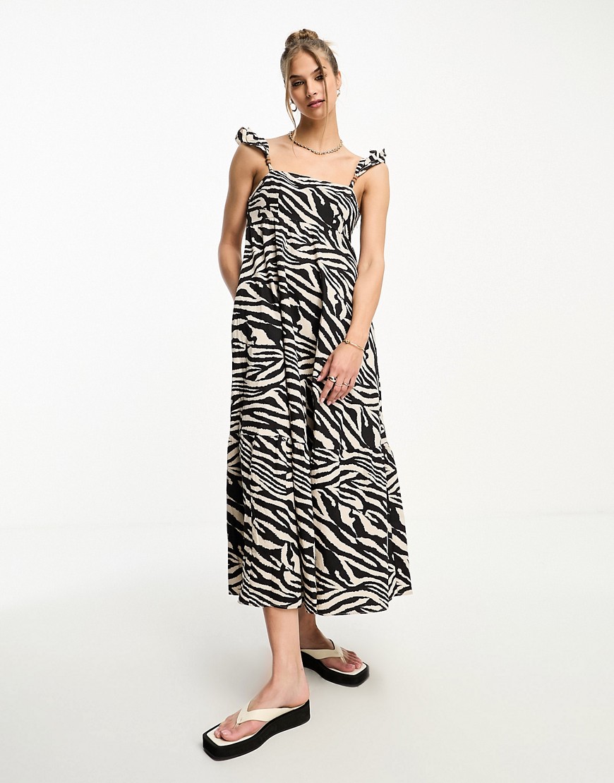 Whistles mountain zebra print midi dress in multi