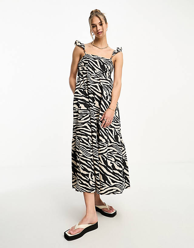 Whistles - mountain zebra print midi dress in multi
