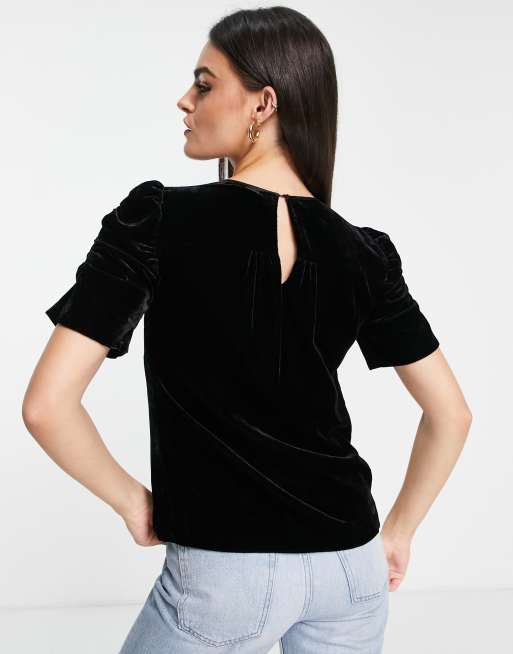 Whistles Nelly velvet shell top in black, 2 of 4