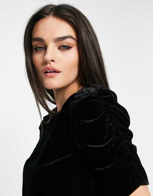 Whistles Nelly velvet shell top in black, 3 of 4