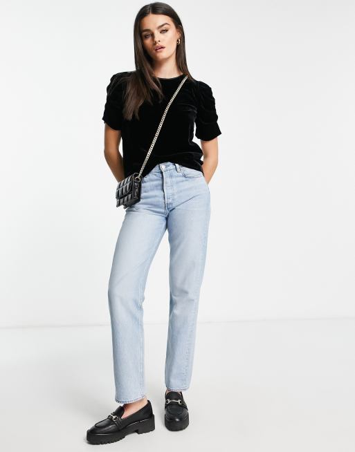 Whistles Nelly velvet shell top in black, 4 of 4