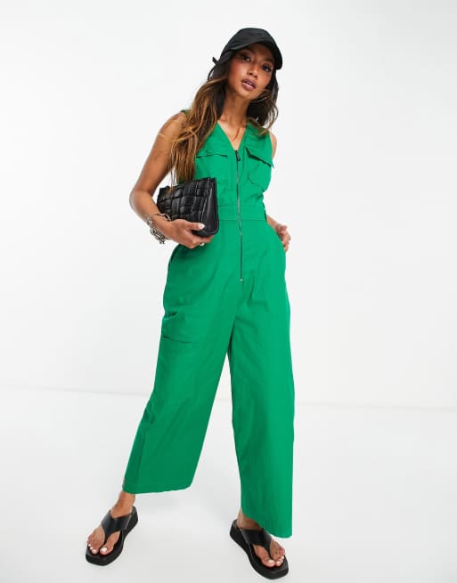 Whistles Nettie UtilityJumpsuit in Grün mit Reißverschluss vorne