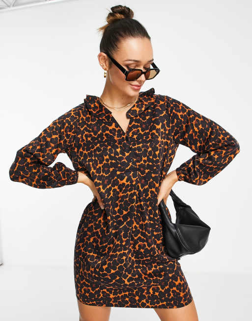 Orange and black animal print dress sale