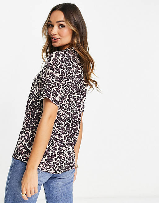 Whistles open collar shirt in leopard print | ASOS
