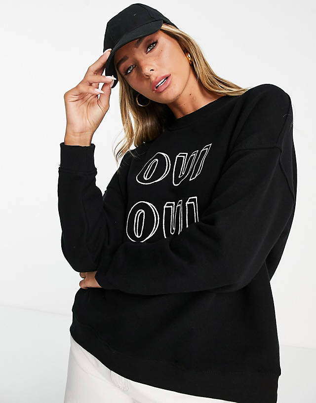 Whistles - oui oui logo relaxed sweatshirt in black