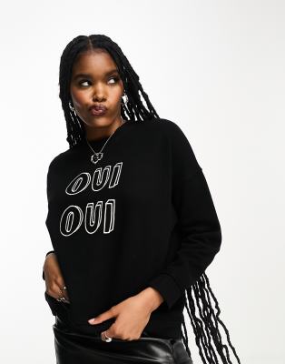 Whistles oui oui logo sweatshirt in black