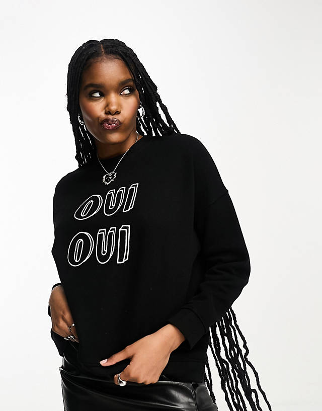 Whistles - oui oui logo sweatshirt in black