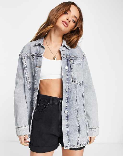 Oversized acid sale wash denim jacket