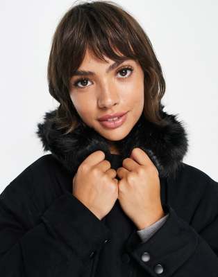 Whistles parka with fur trim in black - ASOS Price Checker